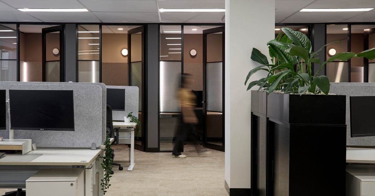 desks in a modern office