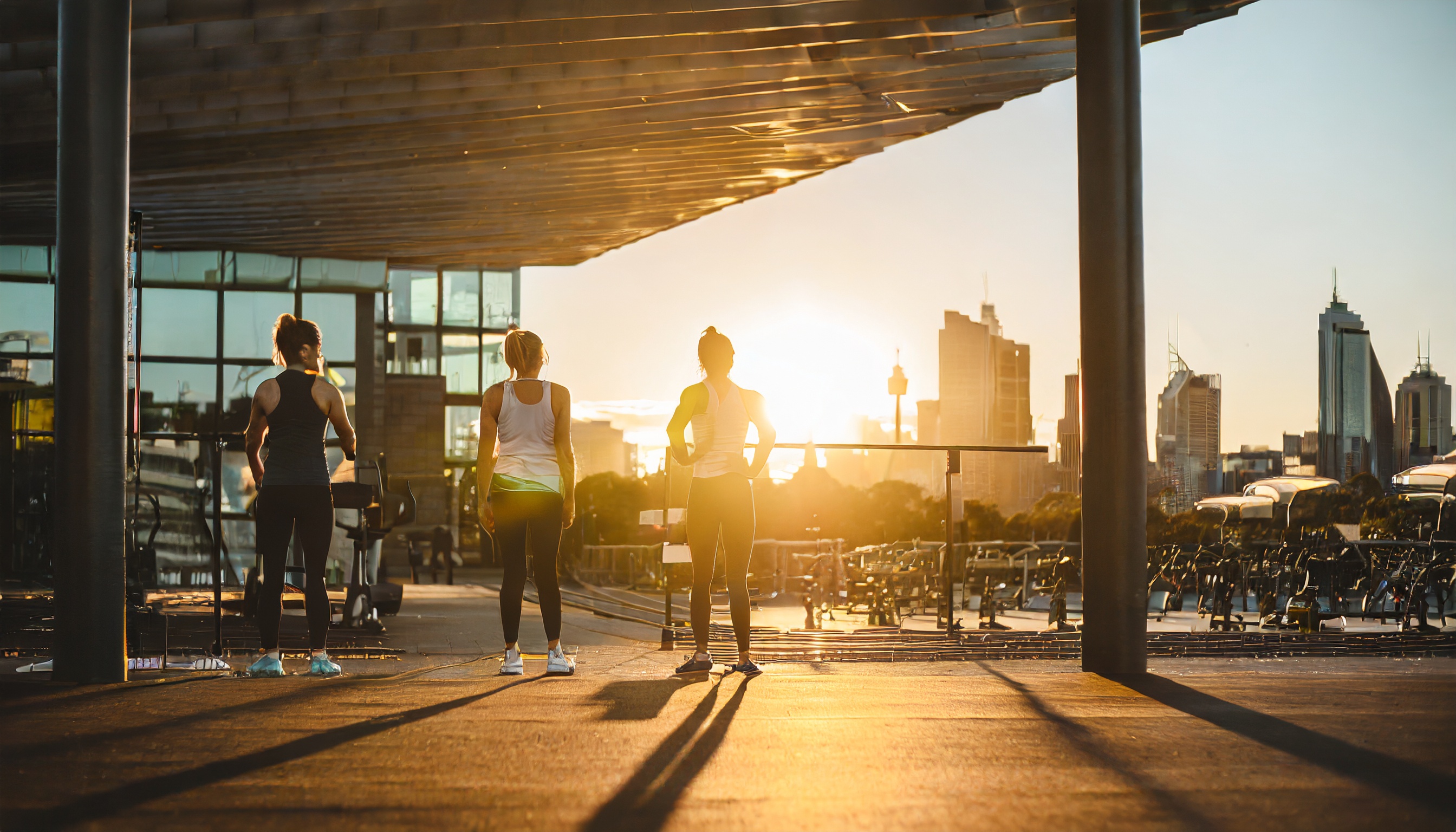 Firefly People standing outside a modern city gym in Sydney after a workout 80004