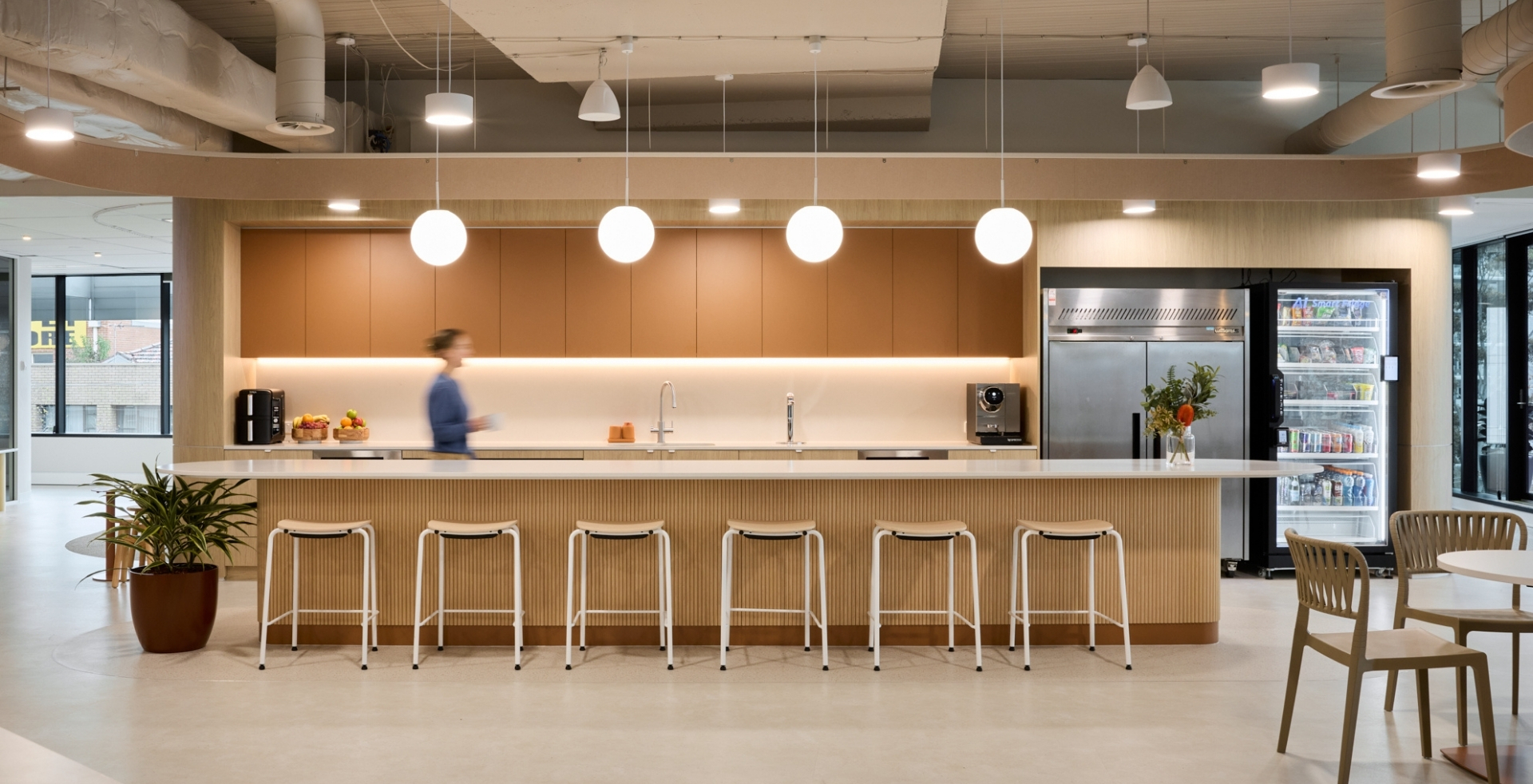 IRT workplace kitchen and social hub by Amicus with natural timber and warm Illawarra-inspired tones