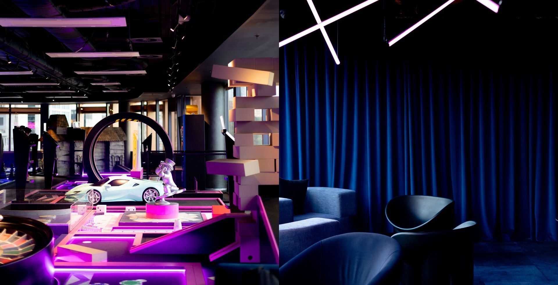 Themed mini golf hole and private lounge at The Great Escape, a Melbourne venue fitout by Amicus