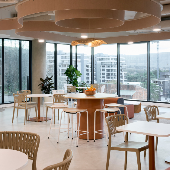 Modern breakout space for IRT's refurbished office headquarters