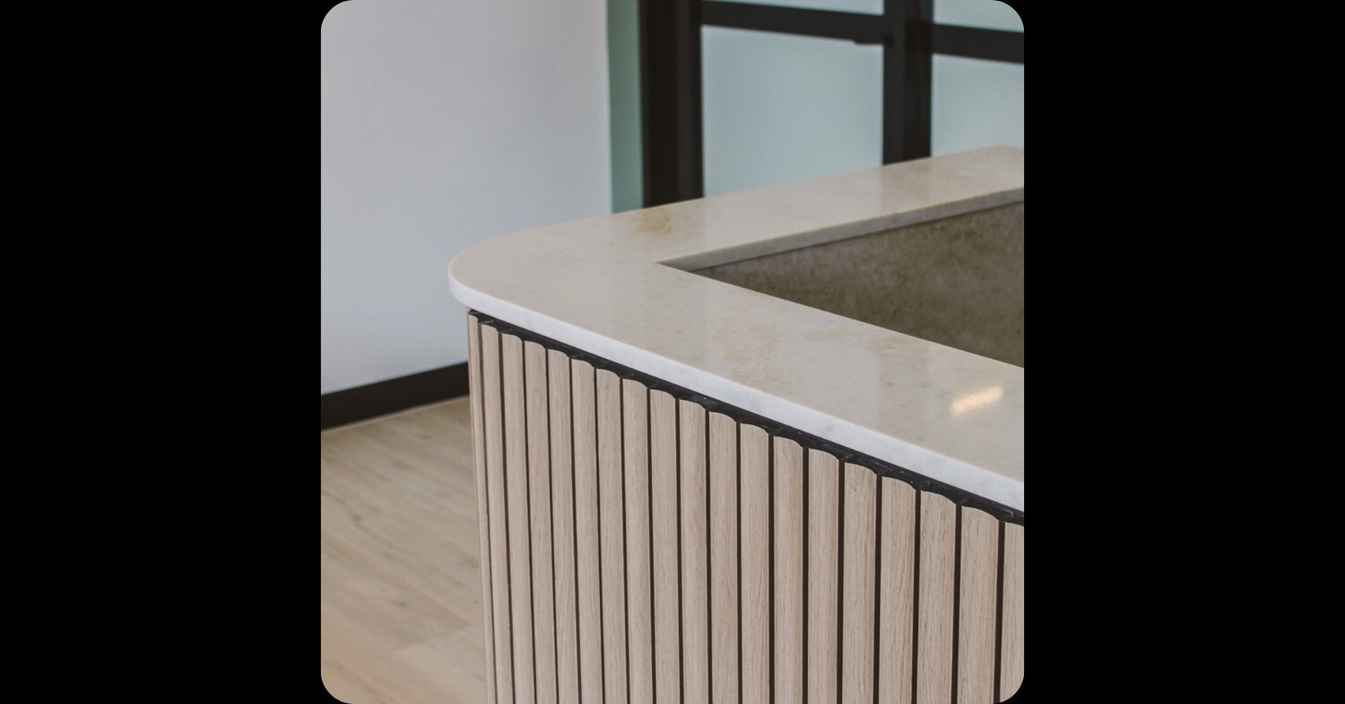 Marbled and timber finished reception