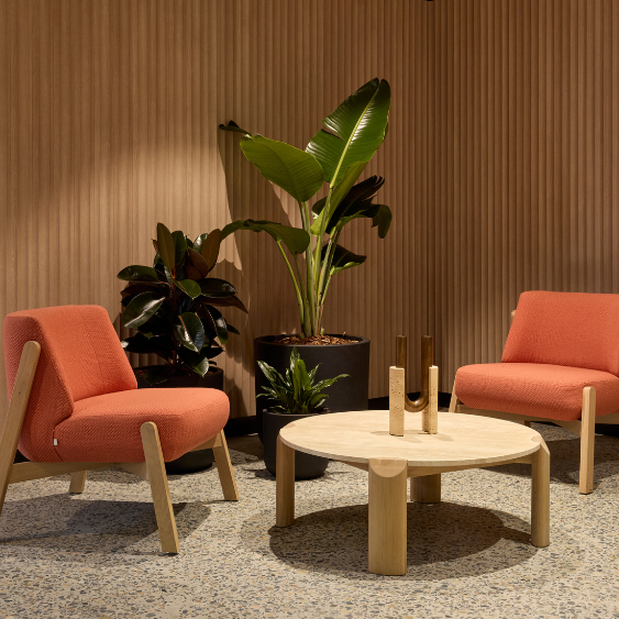 A modern breakout space inside the Kyko Spec Suite.