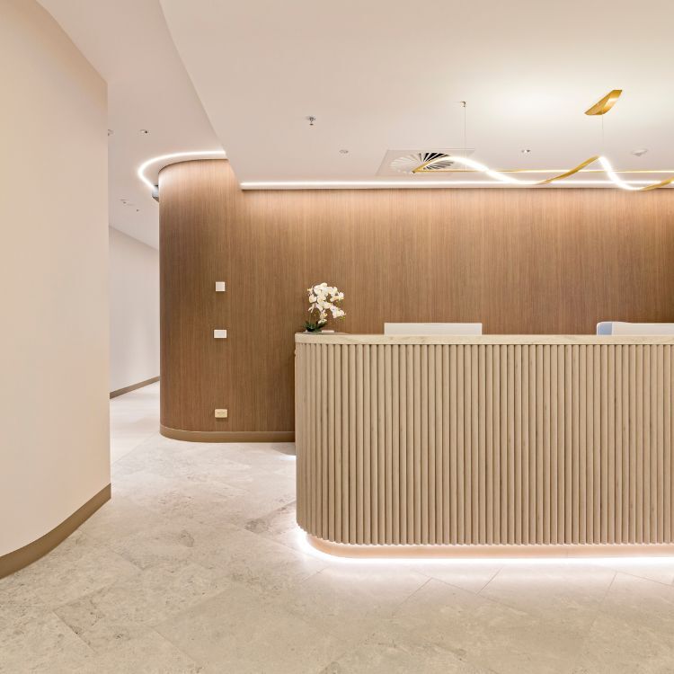 front desk reception area of clinic