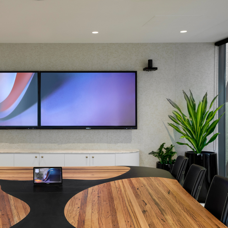 Interior design and technology integrated boardroom 