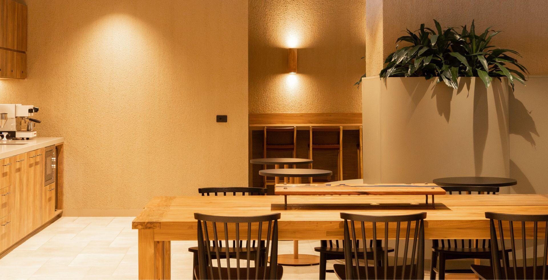 timber finishes in office kitchen 