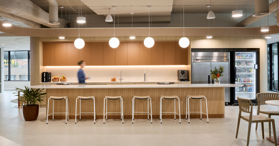 Modern timber inspired kitchen space for IRT's new office space