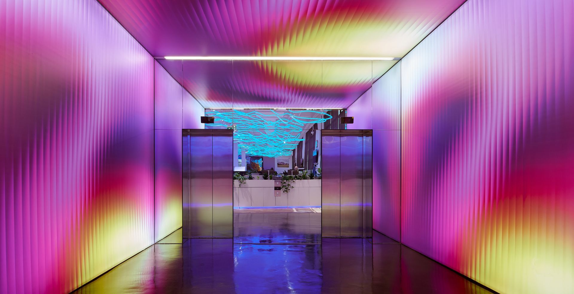 Commerical office space with feature LED walls and ceiling