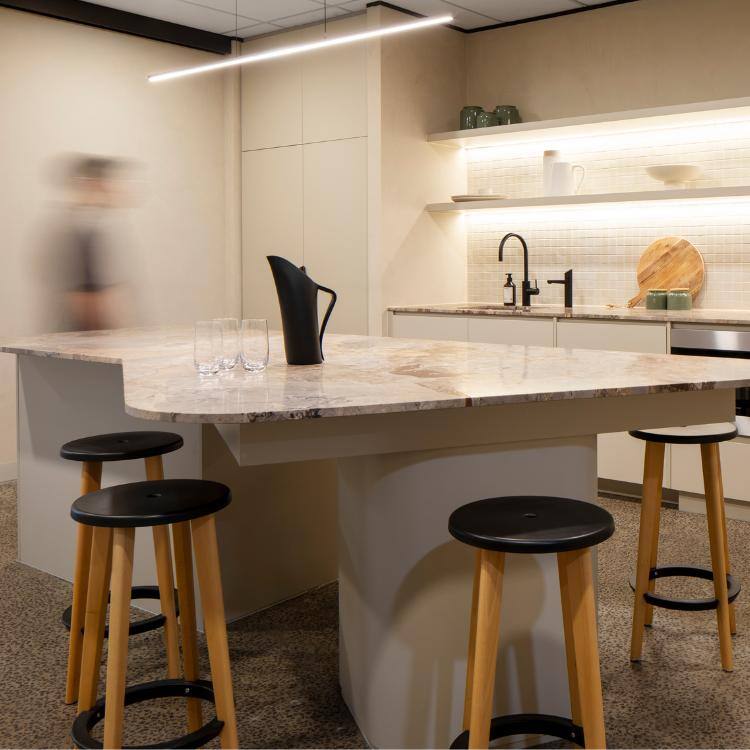 kitchen area in new office fitout in melbourne