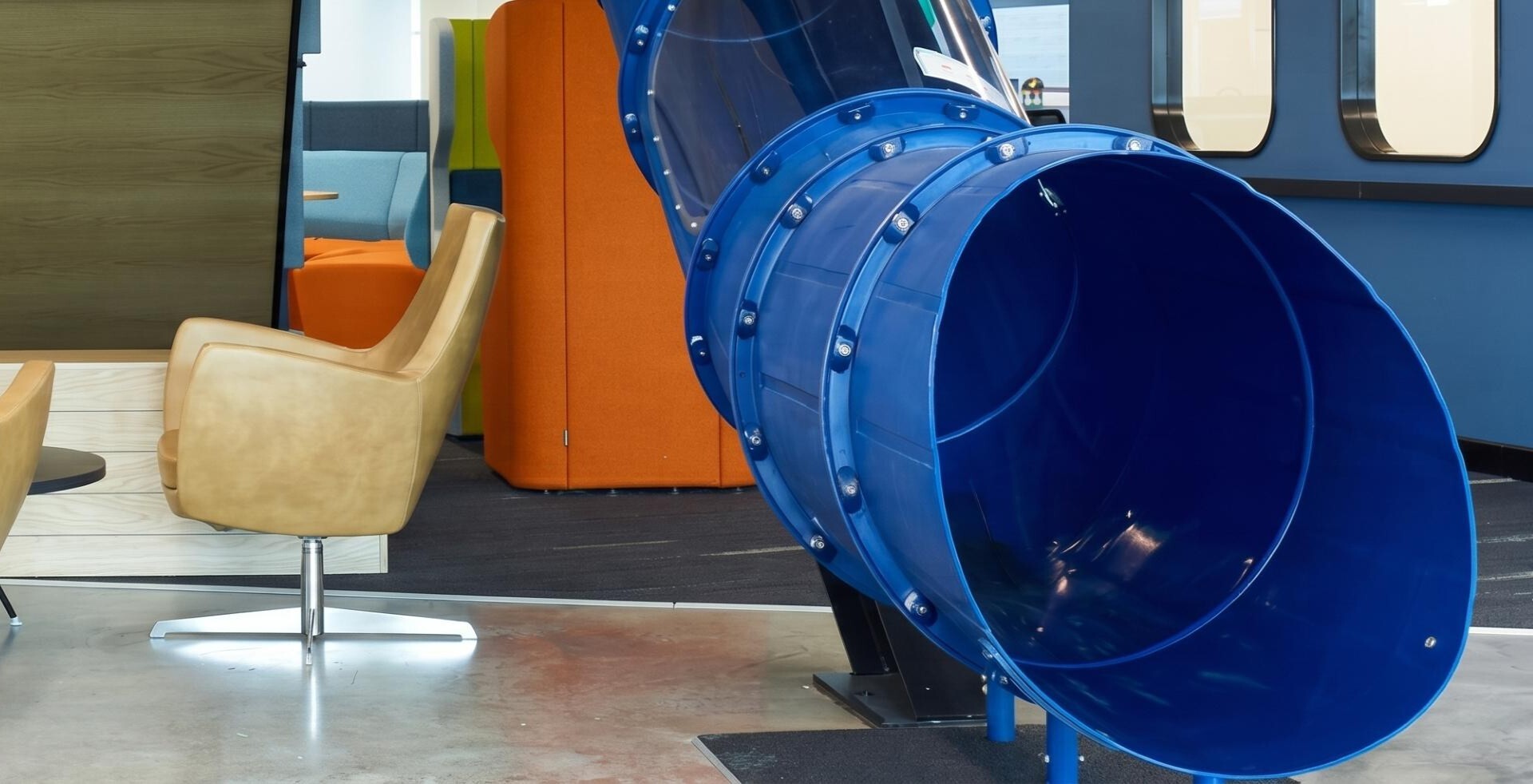 Office slide in the Flight Centre brisbane office fitout