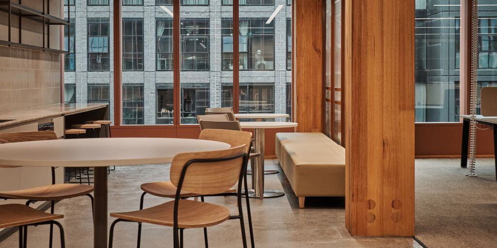 dining area with timber finishes