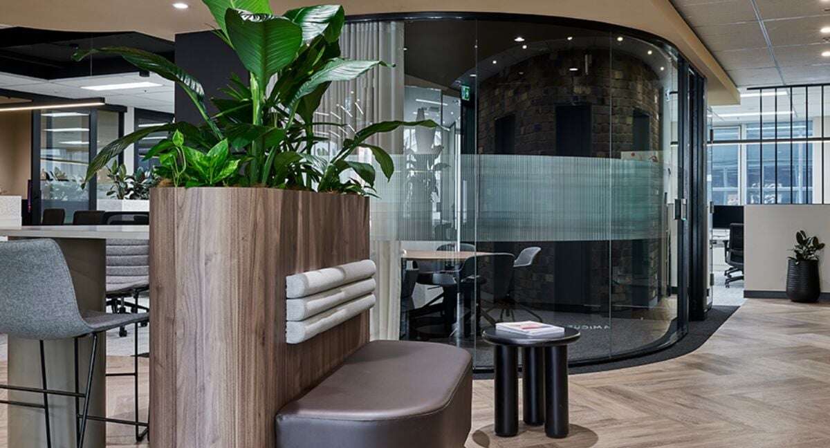 An office designed with dynamic seating seating arrangements 