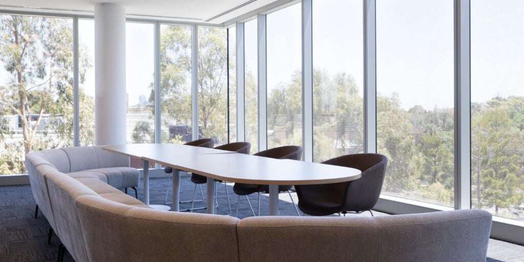 seating area in office spec suite