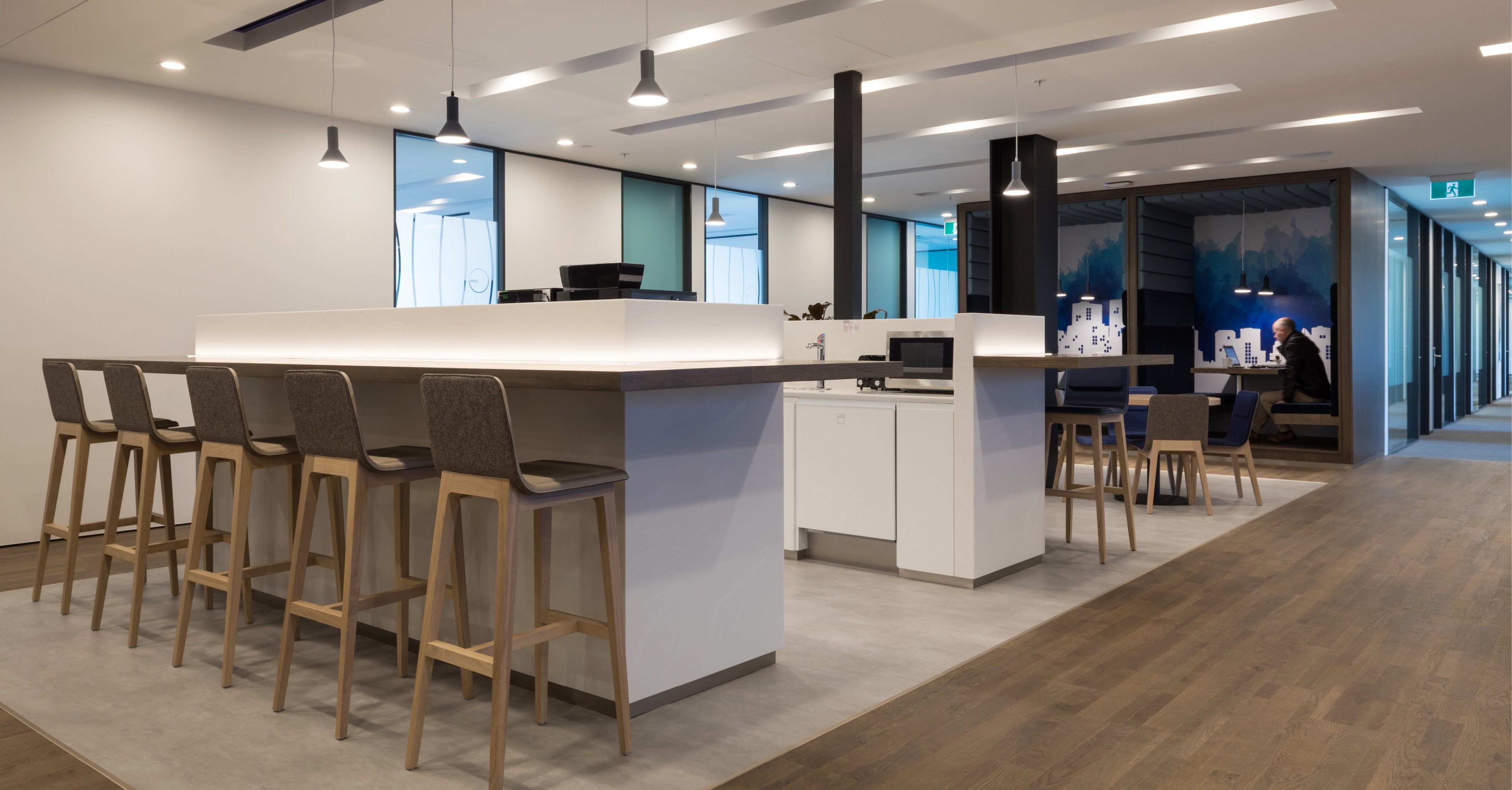 Modern office breakout space