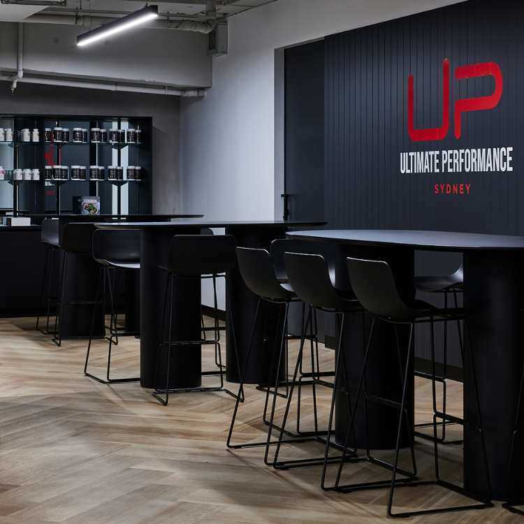 detail of a gym interior seating area