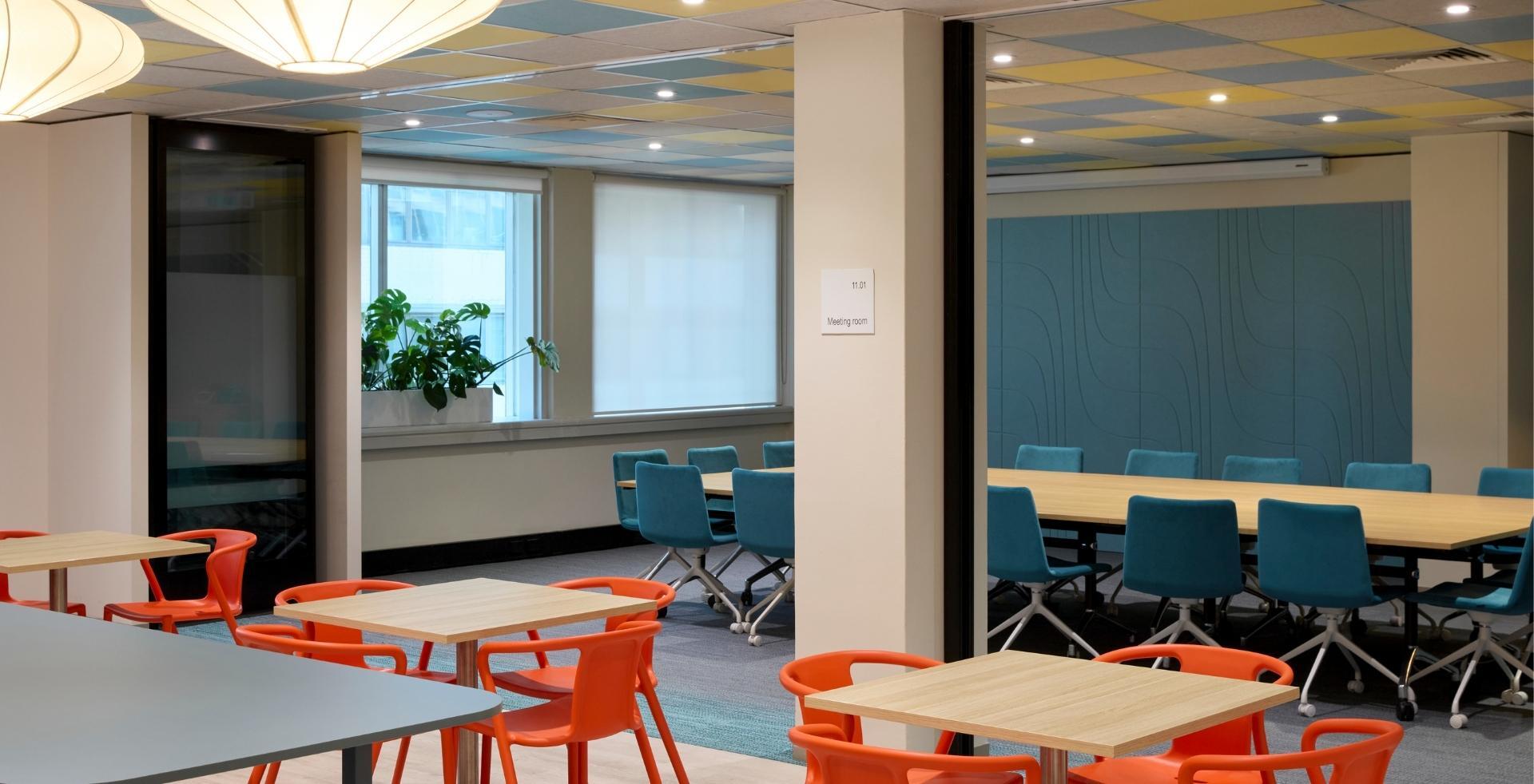 Kitchen and boardroom open breakout space