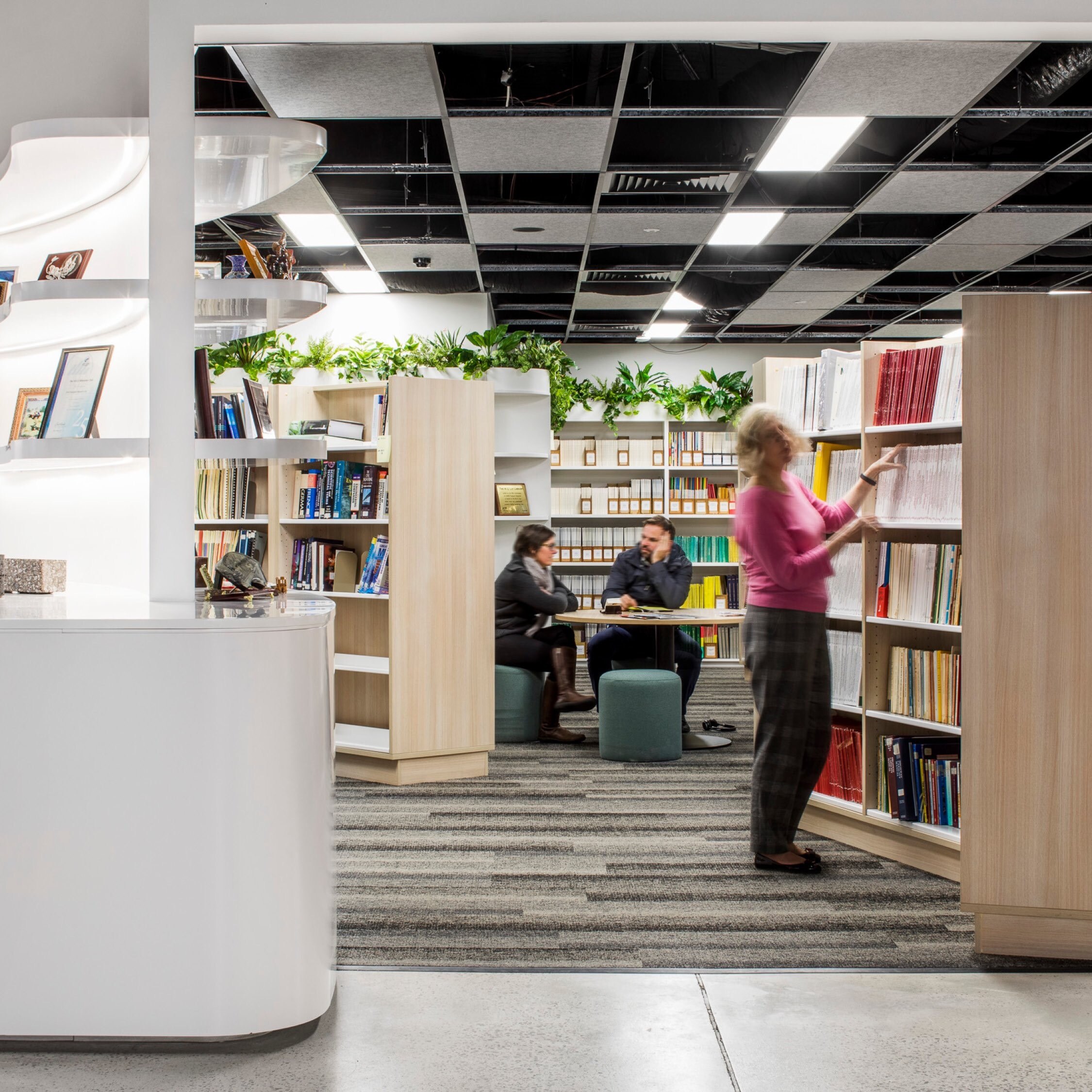Modern library with seating areas for Australian Road Research (ARRB) employees