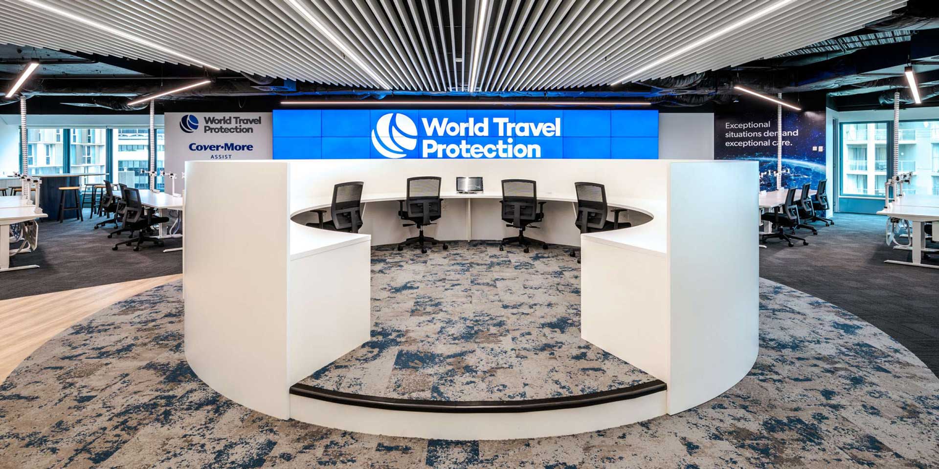 office interior with circular pod
