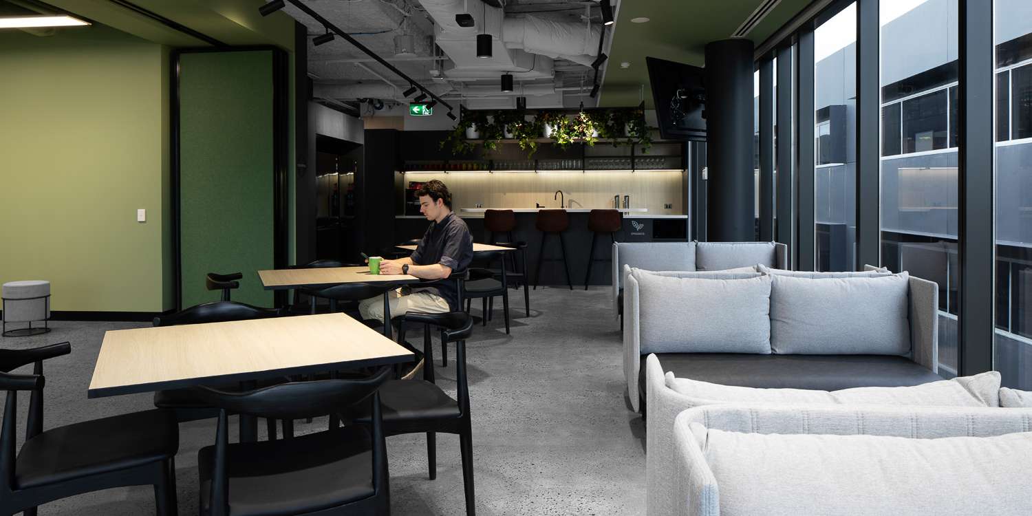 seating area near office kitchen
