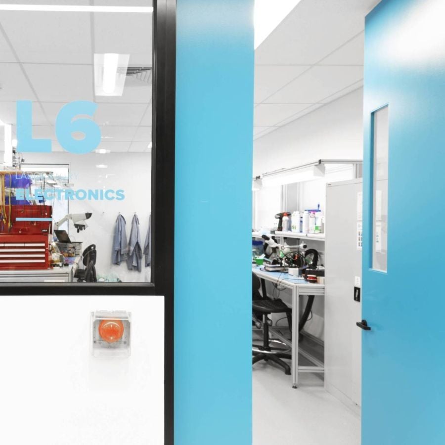 entry to an electronics lab