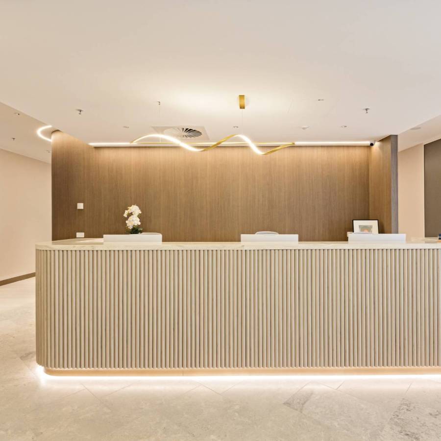 fit-out for a healthcare centre reception area