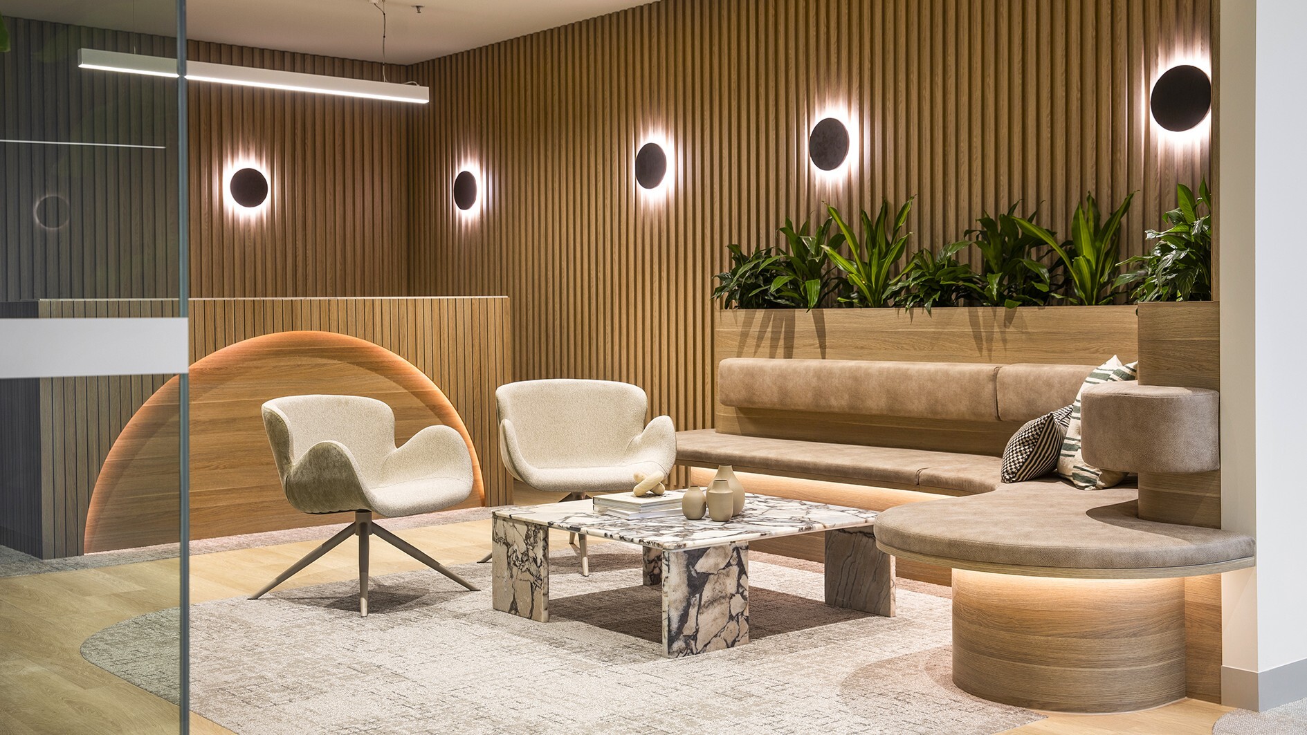 Interior design of a law firm's office reception area