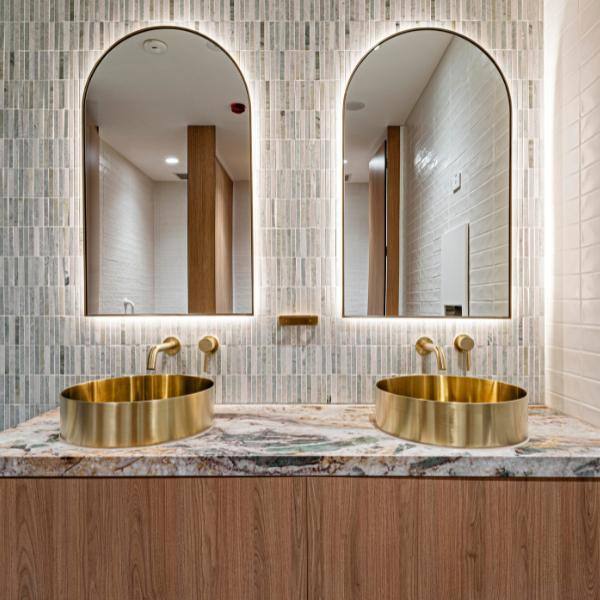 luxe restroom design in a melbourne restaurant